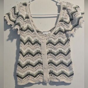 Blu Pepper Cream and Gray Knit Top